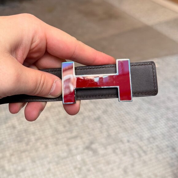 Hermès Red Enamel Quizz H Buckle Red Reversible Belt - Picture 9 of 13